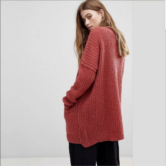 Free People Weekend Getaway Cardi Cardigan Size Large Rusty Red - Picture 3 of 8